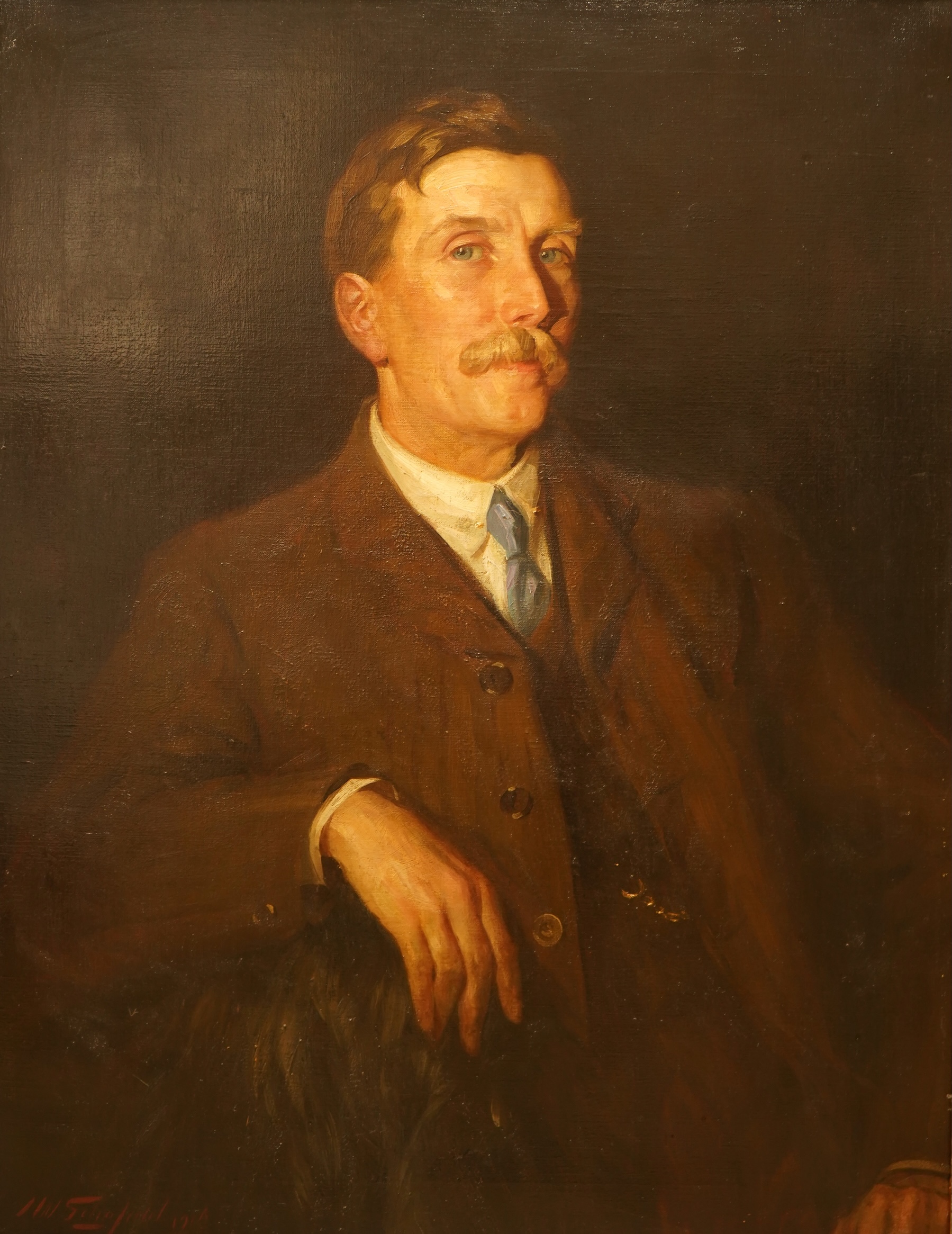 John William Schofield (1865-1944), Portrait of George Henry Schofield (1862-1943), signed and dated 1914, oil on canvas, 89 x 68cm